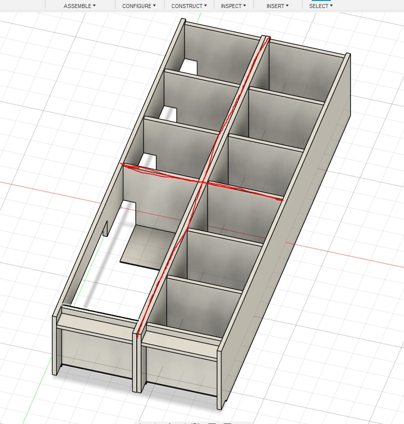 CAD planning showing the pipe cutouts and structural modifications