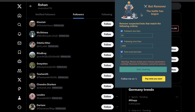 Demo of the extension in action